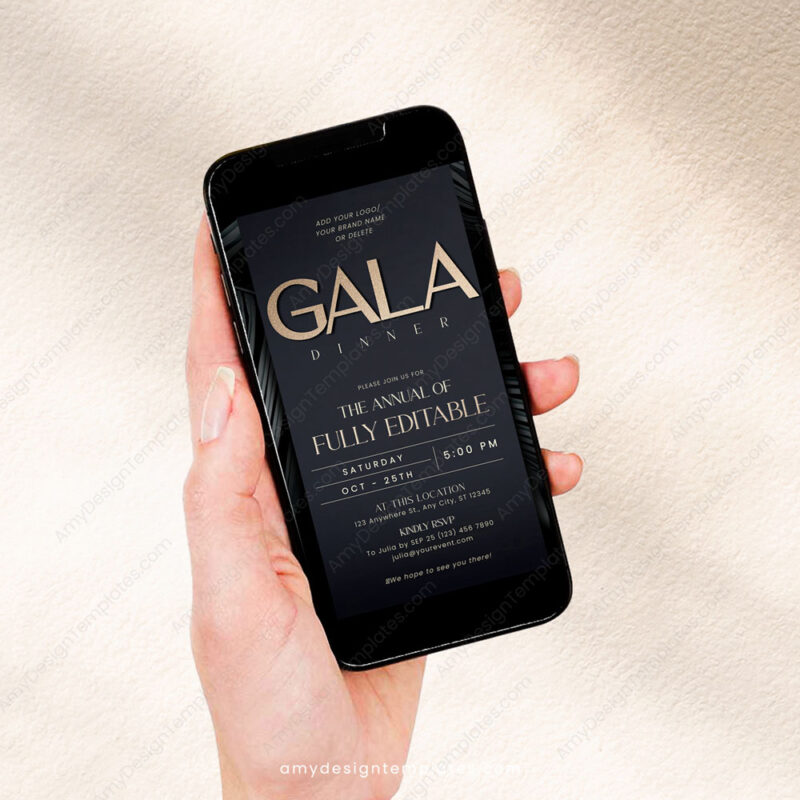 Printable Gala Invitation Template | Editable Business Dinner Party Digital Invite