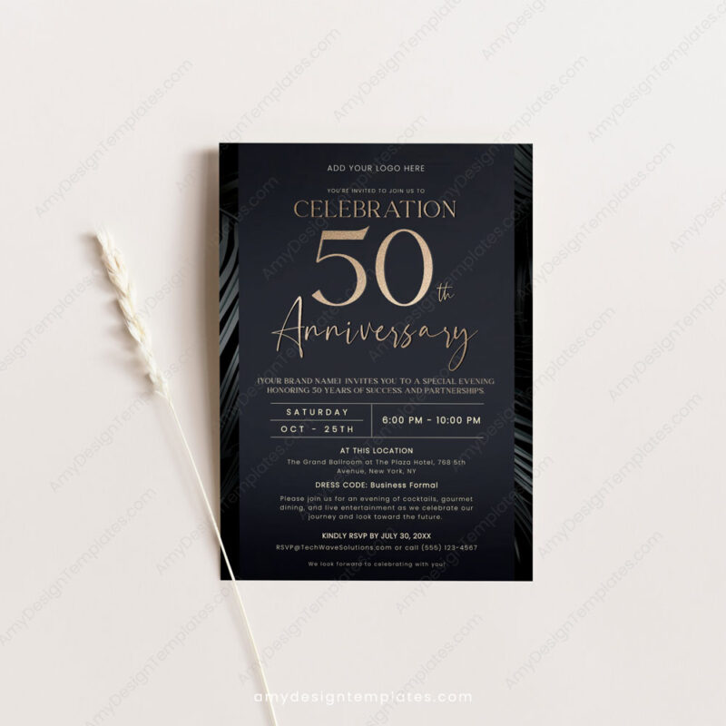 50th Anniversary Invitation Template | Business Anniversary Invitation
