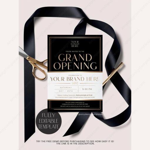 Grand Opening Invitation Template, Business Anniversary Invitation Card - Image 3