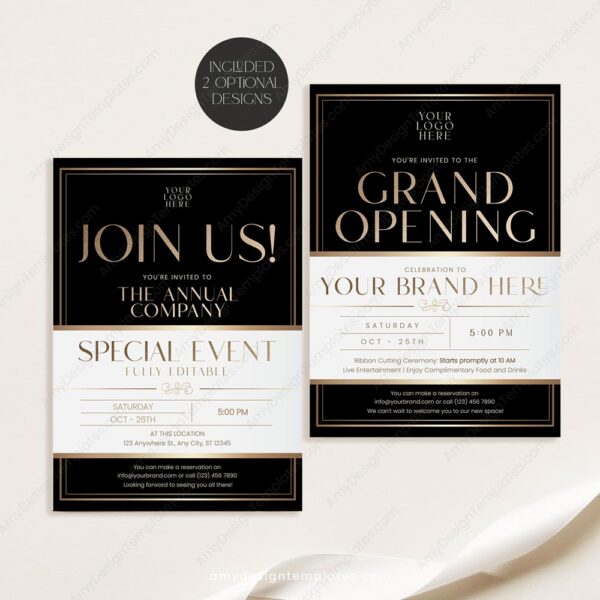 Editable Modern Grand Opening Invitation | Minimalist Business Invite Template