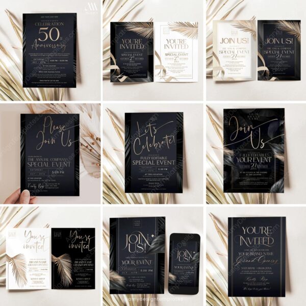Modern Business Invitation Template Bundle | Editable Business Anniversary Cards | 45+ Templates