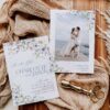 Modern Floral Save The Date Template | Wildflower Wedding Save Our Dates with Photo Modern Floral Save The Date Template D006