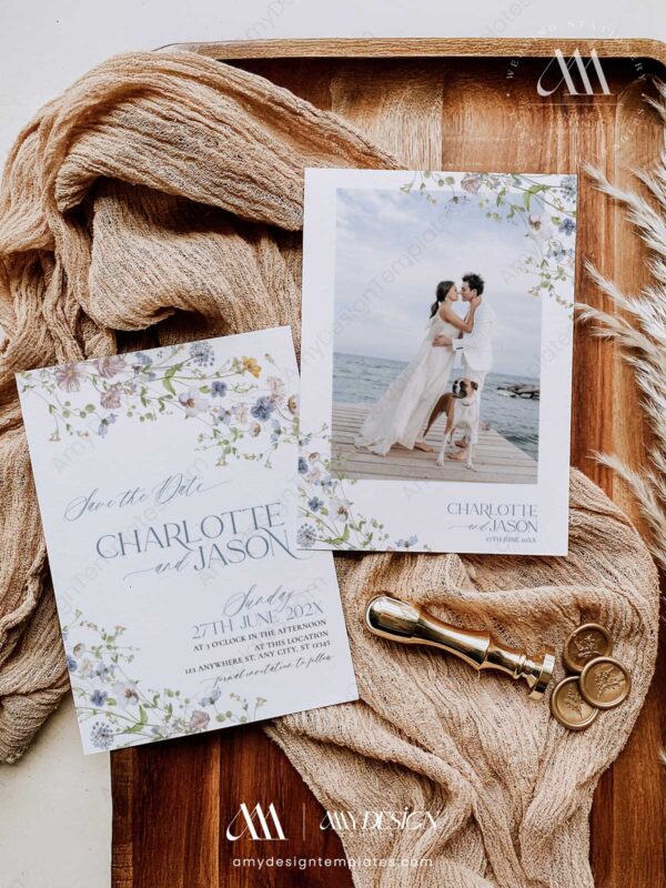 Modern Floral Save The Date Template D006