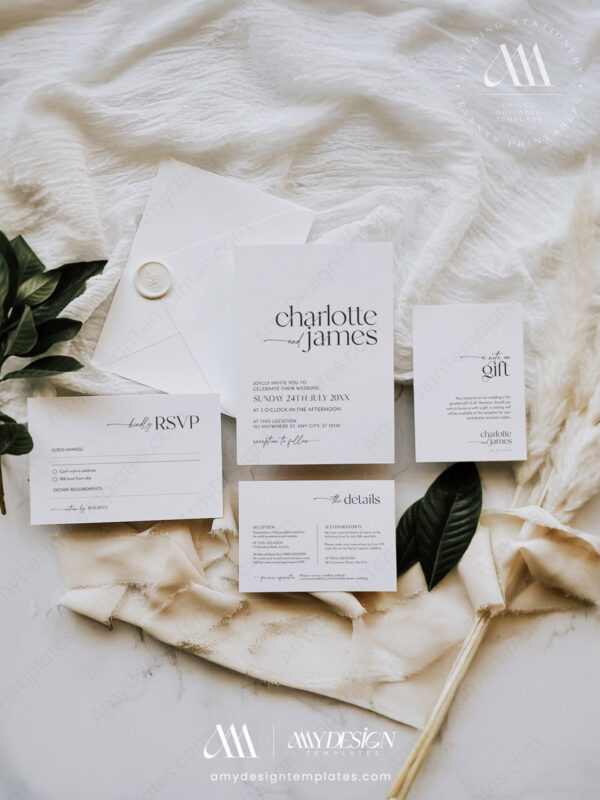 Modern Minimalist Wedding Invitation Template