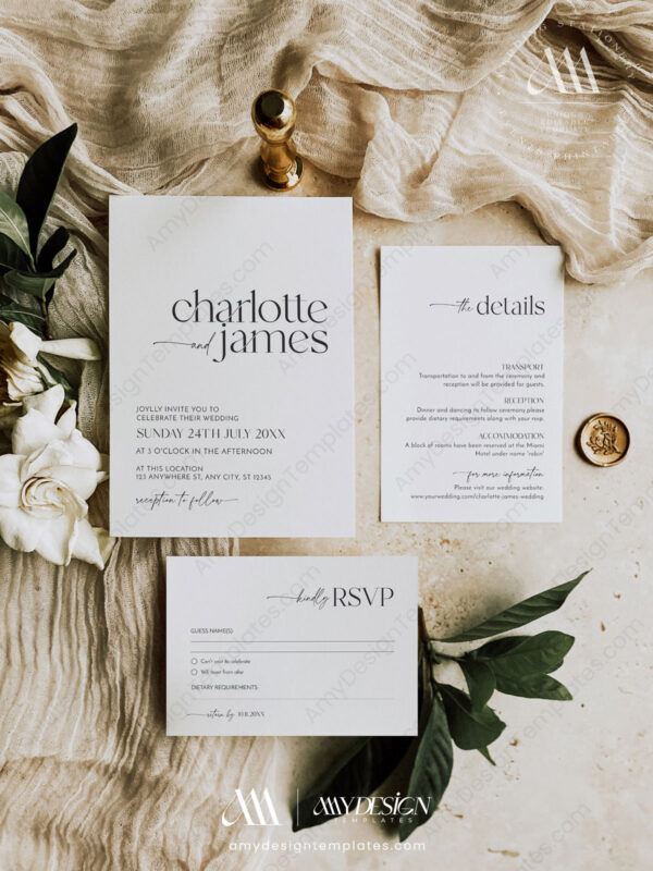 Modern Minimalist Wedding Invitation Template