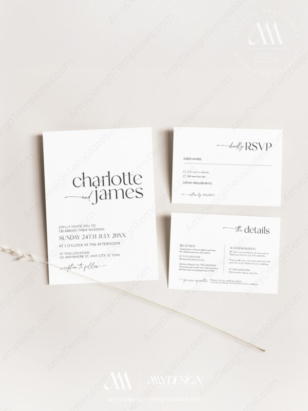 Modern Minimalist Wedding Invitation Template Modern Minimalist Wedding Invitation Template