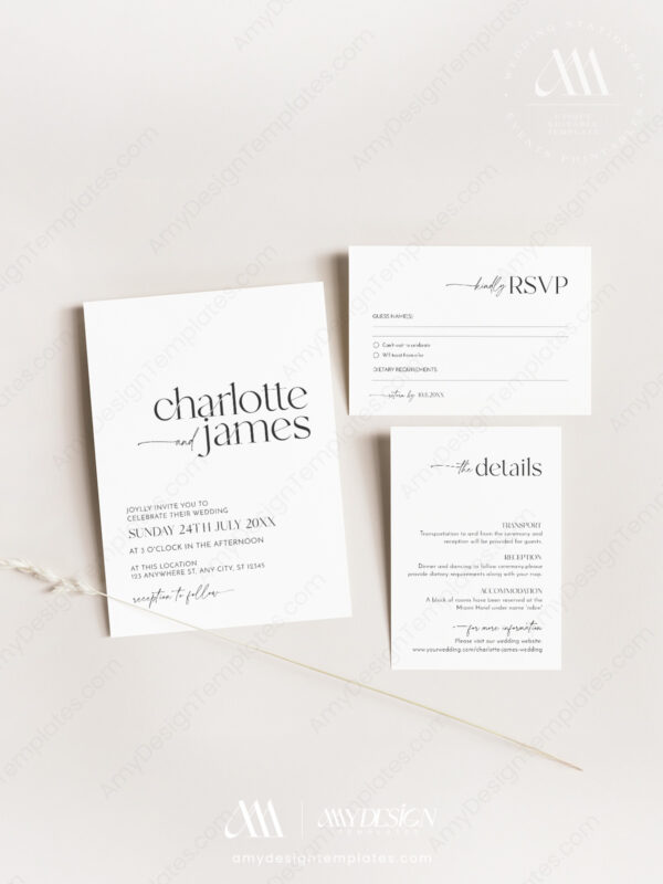 Modern Minimalist Wedding Invitation Template Modern Minimalist Wedding Invitation Template