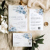 Blue Bohemian Wedding Invitation BUNDLE | 50+ Editable Templates Invitations Suite & Signs Boho Dusty Blue Wedding Invitations Template Set Printable