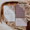 Bohemian Pink Mauve Wedding Invitation Template | Rustic Boho Wedding Suite | Dusty Roses Pampas