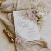 Pink Bohemian Wedding Save The Date Card Template with Photo D012