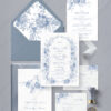 Blue French Toile Wedding Invitations Template BUNDLE | Monogram Wedding Invites, Menu & Signs Monogram Wedding Invitation Template Suite | Blue Wedding Invitation Card | Vintage Blue Floral