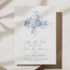 Blue French Toile Wedding Invitations Template BUNDLE | Monogram Wedding Invites, Menu & Signs Minimalist Save The Date Template | Blue Monogram Save The Date Cards Printable D015-2C