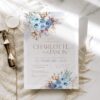 Dusty Blue Floral Wedding Invitation Template Set | Blue Wedding Invite Printable
