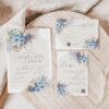 Dusty Blue Floral Wedding Invitation Template Set | Blue Wedding Invite Printable