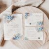 Dusty Blue Floral Wedding Invitation Template Set | Blue Wedding Invite Printable