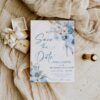 Dusty Blue Wedding Save The Date Template | Boho Save The Date Templates Dusty Blue Wedding Save The Date Template D018