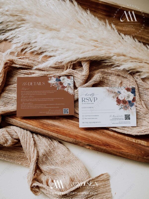 Navy Rust Wedding Invitation Suite Template | Terracotta Wedding Set | Navy Burnt Orange Wedding Navy Rust Wedding Invitation Suite Template | Terracotta Wedding Set | Navy Burnt Orange Wedding