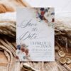 Boho Navy Rust Save The Date Template D019-05