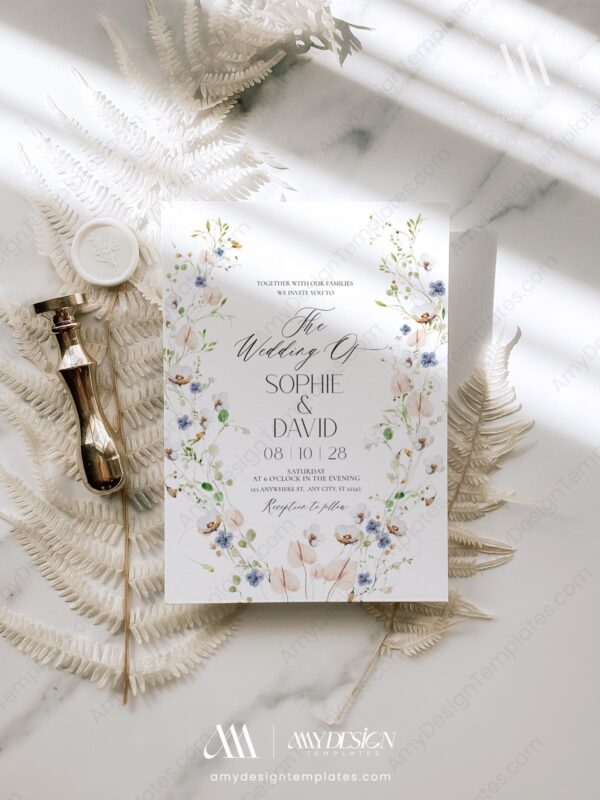 Botanical Wedding Invitation Suite Templates | Wild Flower Wedding Set | Elegant Wedding Botanical Wedding Invitation Suite Templates | Wild Flower Wedding Set | Elegant Wedding