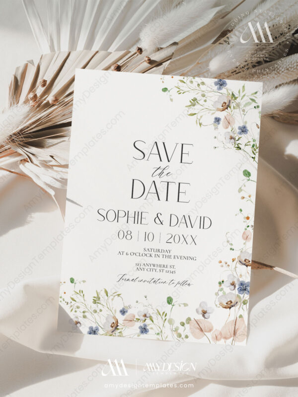 Wildflower Save The Date Template With Photo D023