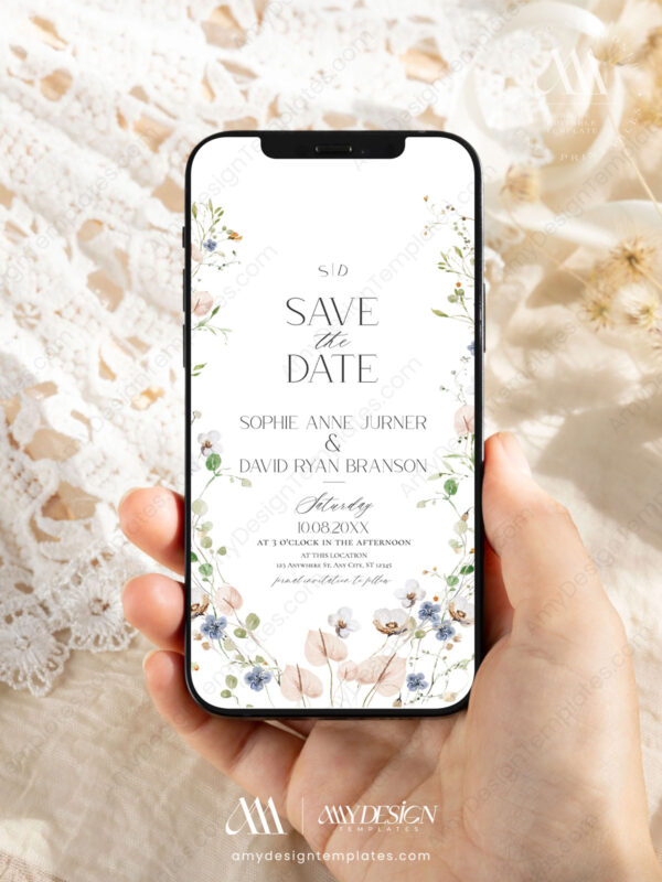 Wildflower Save The Date Template With Photo D023
