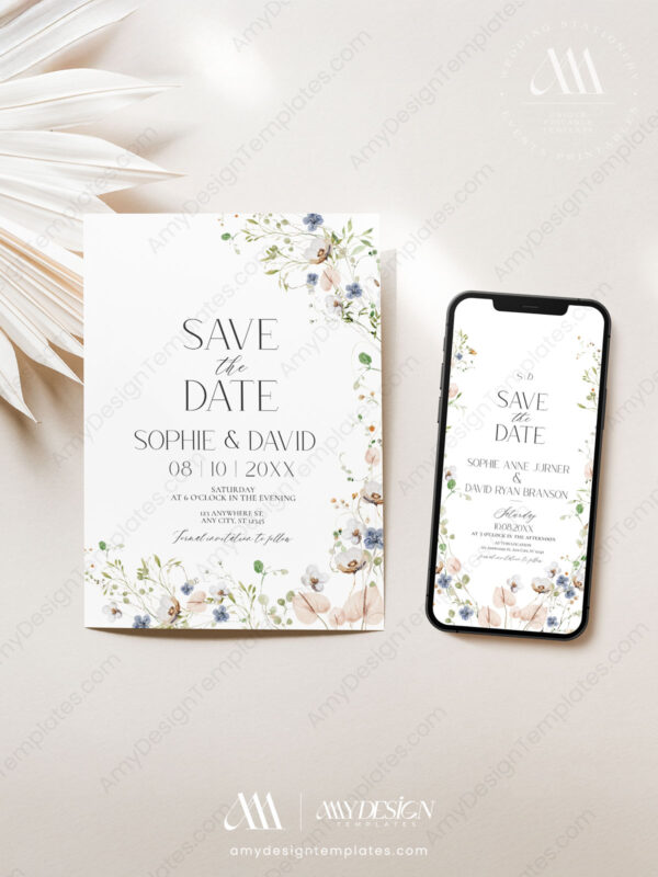 Wildflower Save The Date Template With Photo D023