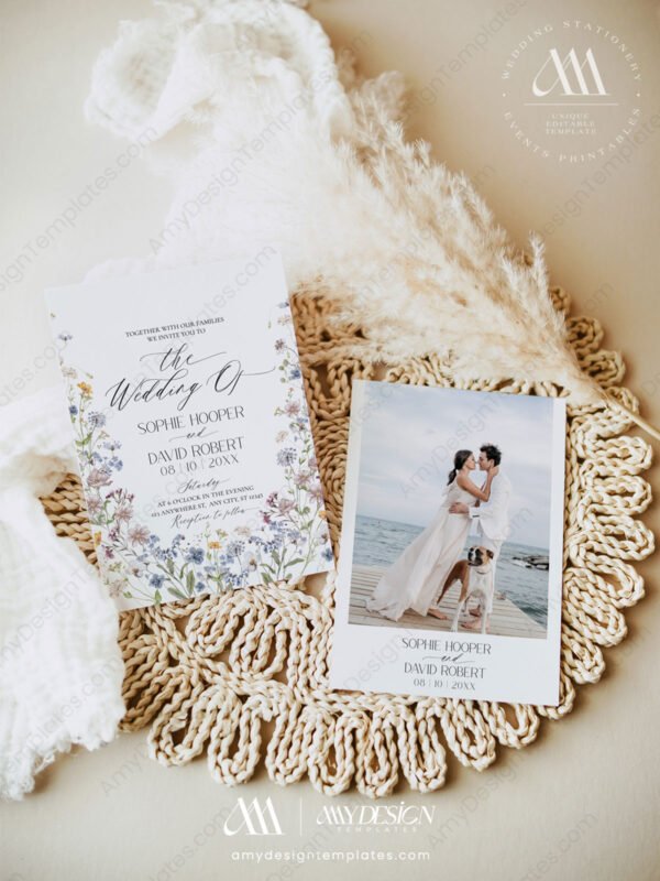 Boho Wildflower Wedding Invitation Card | Wedding Invite Template Printable Boho Wildflower Wedding Invitation Card | Wedding Invite Template Printable