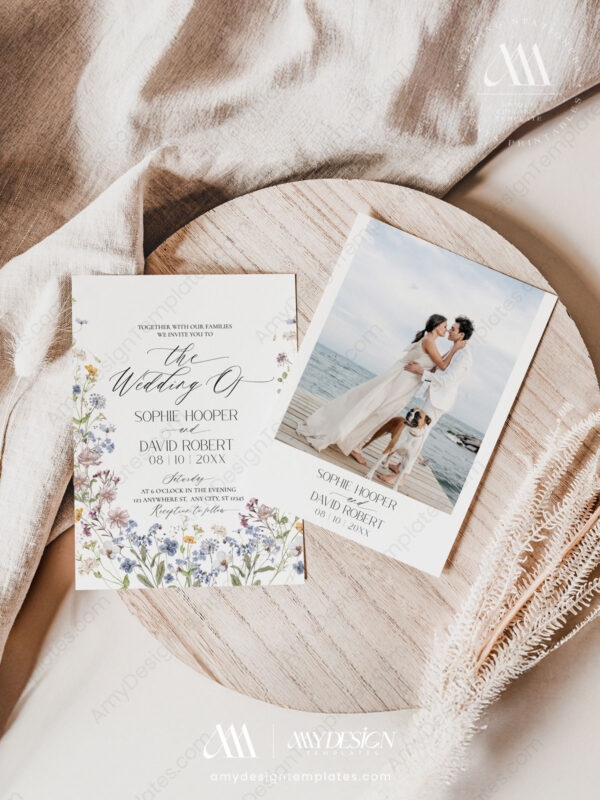 Boho Wildflower Wedding Invitation Card | Wedding Invite Template Printable