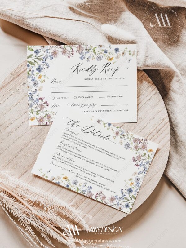 Boho Wildflower Wedding Template Suite | Printable Wedding Set Boho Wildflower Wedding Template Suite | Printable Wedding Set