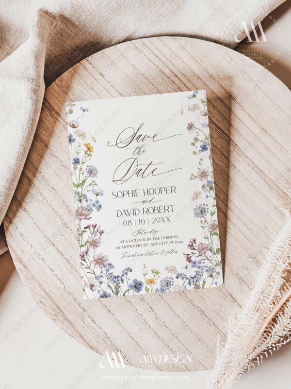 Wildflower Save The Date Printable Card D026