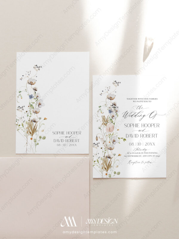Elegant Wildflower Wedding Invitation Card | Floral Wedding Template Elegant Wildflower Wedding Invitation Card | Floral Wedding Template