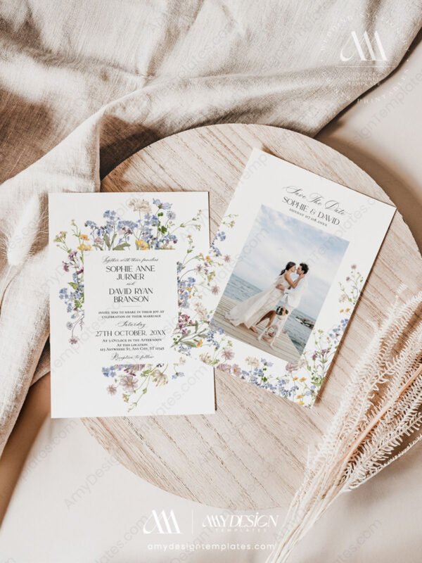 Wildflower Wedding Invitation Card | Botanical Wedding Template
