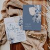 Blue Bohemian Wedding Bundle Template | Complete Wedding Stationery Kit (50+ Templates) Editable Signs & Reception Blue Boho Wedding Invitations Suite Template | Pampas Grass Invite