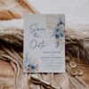 Blue Wedding Save The Date Template With Photo Printable | Rustic Boho Save Our Dates Card Blue Wedding Save The Date Template With Photo Printable D030