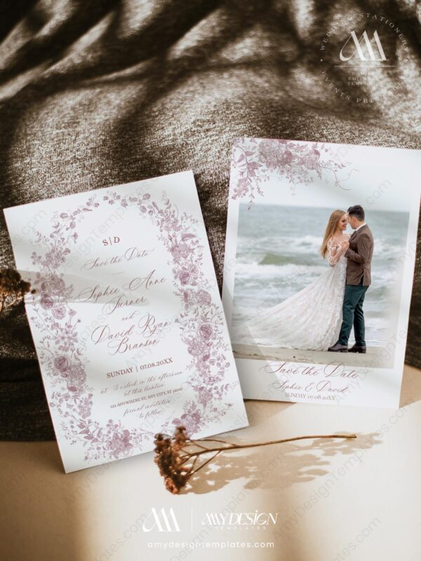 Monogram Save The Date Template D031-2A