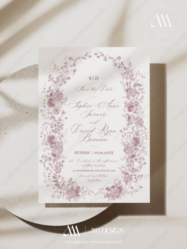 Monogram Save The Date Template D031-2A