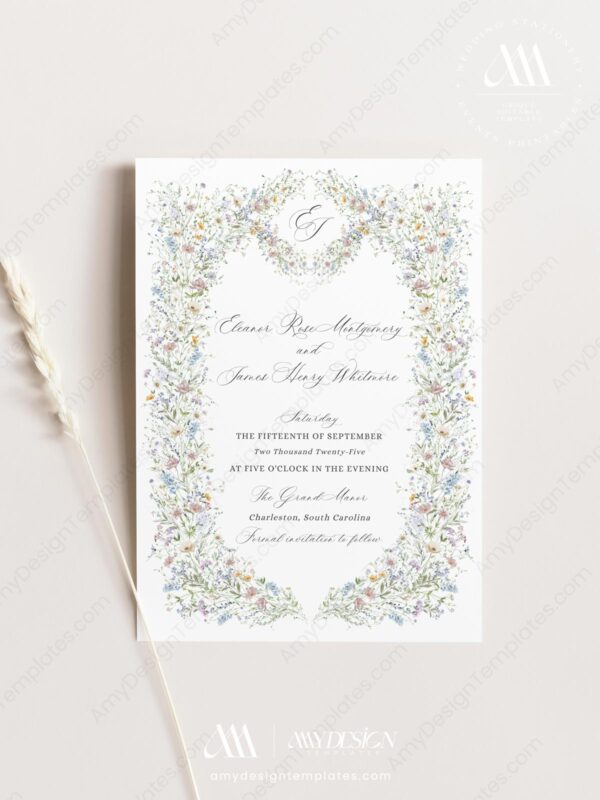 Vintage Wildflower Wedding Save The Date Template D033
