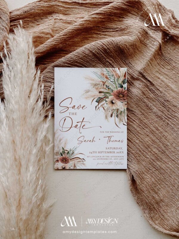 Boho Save the Date Wedding Invitation Template D035