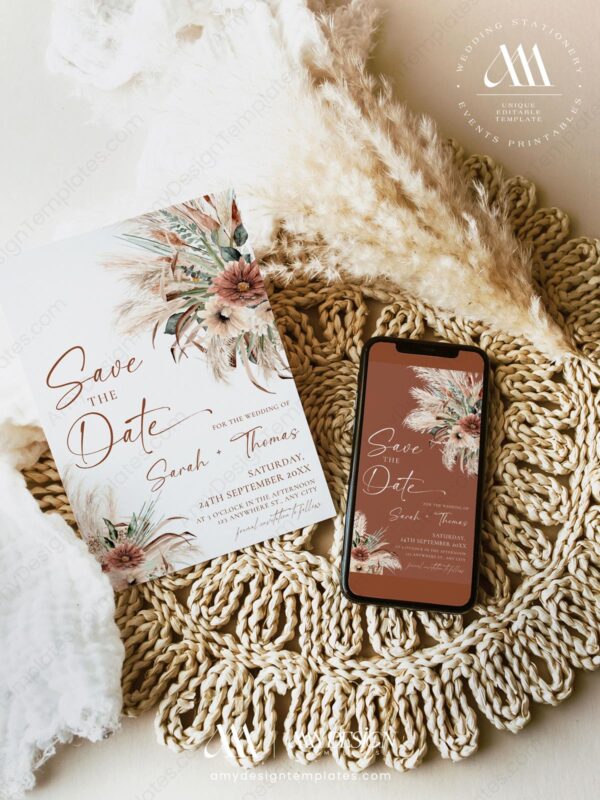 Boho Save the Date Wedding Invitation Template D035