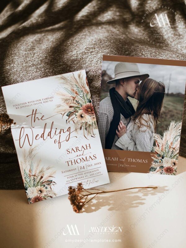 Rustic Terracotta Wedding Invitation Suite | Boho Rust Wedding Templates Rustic Terracotta Wedding Invitation Suite | Boho Rust Wedding Templates