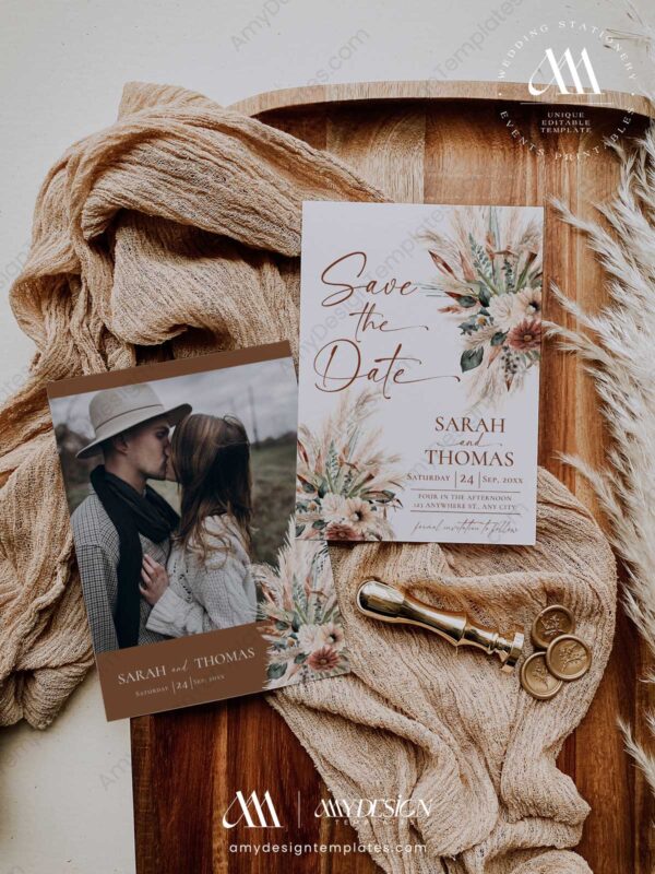 Rust Boho Save The Date Template Printable D036