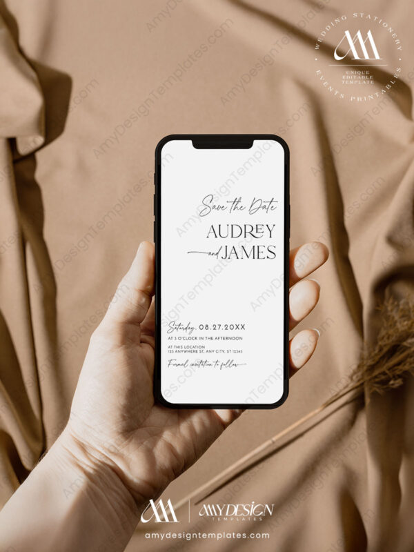 Minimal Wedding Save the Date Invite Template | Modern Save Our Date Cards Printable Minimal Wedding Save the Date Invite Template | Modern Save Our Date Cards Printable