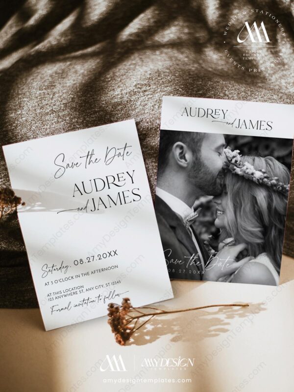 Modern Minimalist Wedding Bundle | 50+ Templates Editable Invitations, Signs & Reception Templates 50+ Modern Minimalist Wedding Bundle Templates | Modern Save Our Date Cards Printable