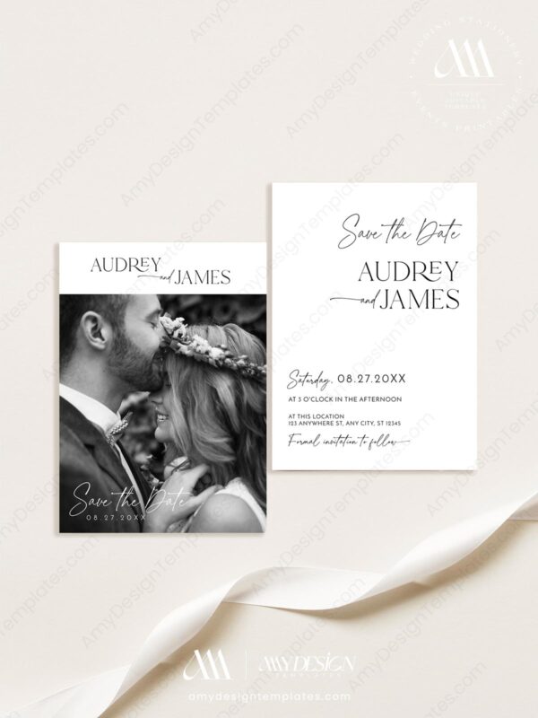 Minimal Wedding Save the Date Invite Template | Modern Save Our Date Cards Printable Minimal Wedding Save the Date Invite Template | Modern Save Our Date Cards Printable