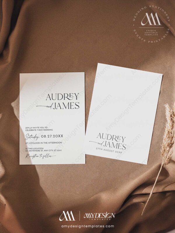 Minimalist Wedding Invitation Template | Wedding Invitations Set QR Code Minimalist Wedding Invitation Template | Wedding Invitations Set QR Code