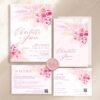 Hot Pink Wedding Invitation Card | Bright Pink Floral Wedding Invitation Suite Template