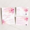 Hot Pink Wedding Invitation Card | Bright Pink Floral Wedding Invitation Suite Template