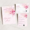 Hot Pink Wedding Invitation Card | Bright Pink Floral Wedding Invitation Suite Template