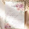 Romantic Wedding Invitations Suite Template | Blush Pink Wedding Set | Mauve Boho Pampas Romantic Wedding Invitations Suite Template | Blush Pink Wedding Set | Mauve Boho Pampas