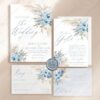Bohemian Blue Pampas Wedding Invitations | Wedding Suite Template